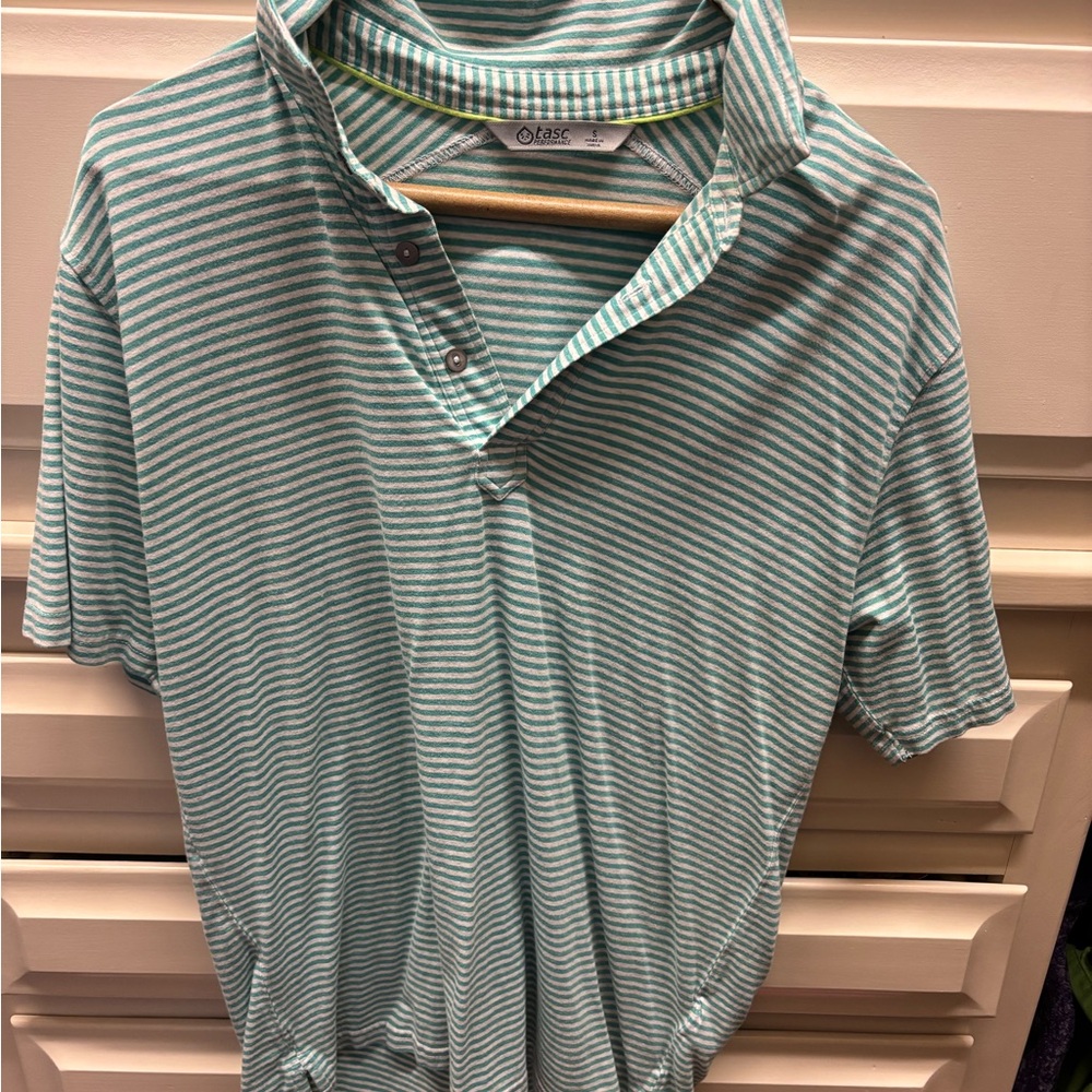 Tasc Men's Blue Striped Polo Shirt